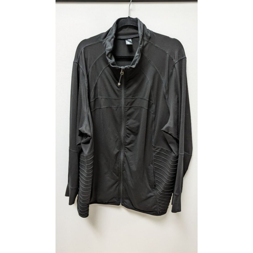 AVE Leisure Black Pleated Active Zippered Jacket